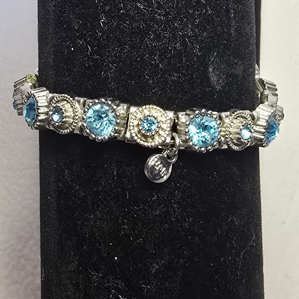 Dazzling Silver and Blue Rhinestone Bracelet